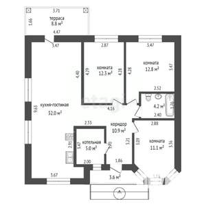 Дом 102м², 1-этажный, участок 6 сот.  
