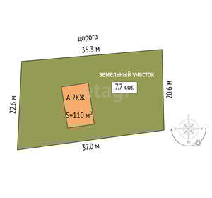 Дом 110м², 2-этажный, участок 8 сот.  