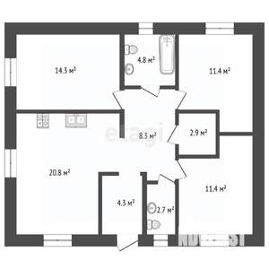 Дом 80м&sup2;, 1-этажный, участок 7 сот.  