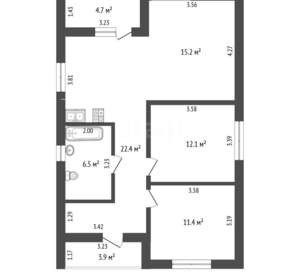 Дом 76м&sup2;, 1-этажный, участок 6 сот.  