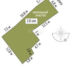 Дом 52м&sup2;, 1-этажный, участок 2 сот.  