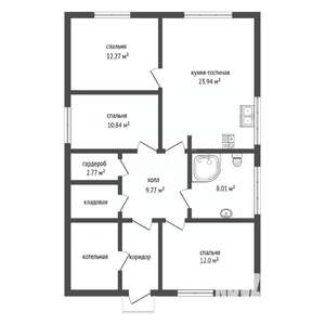 Дом 95м&sup2;, 1-этажный, участок 6 сот.  