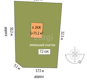 Дача 75м², 2-этажный, участок 7 сот.  