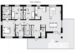 Дом 155м², 1-этажный, участок 8 сот.  