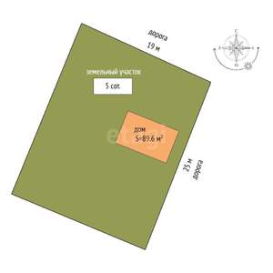 Дом 90м&sup2;, 2-этажный, участок 5 сот.  