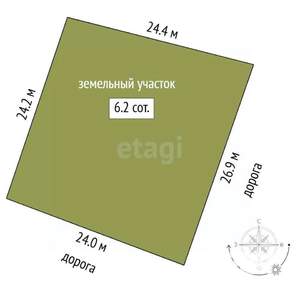 Дом 180м&sup2;, 1-этажный, участок 6 сот.  