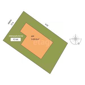 Дом 106м², 1-этажный, участок 5 сот.  