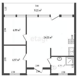 Дом 52м&sup2;, 1-этажный, участок 6 сот.  