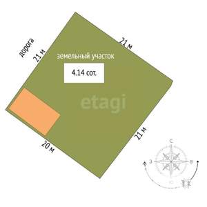 Дом 20м&sup2;, 1-этажный, участок 4 сот.  