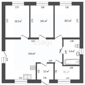 Дом 70м&sup2;, 1-этажный, участок 8 сот.  