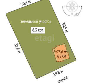 Дача 74м², 2-этажный, участок 6 сот.  