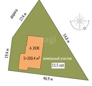 Дом 200м², 2-этажный, участок 12 сот.  