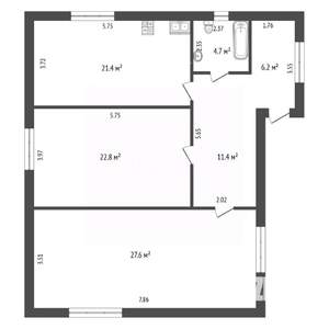 Дом 95м&sup2;, 1-этажный, участок 9 сот.  