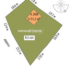 Дача 51м², 2-этажный, участок 8 сот.  