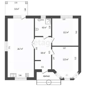 Дом 73м&sup2;, 1-этажный, участок 5 сот.  