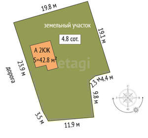 Дача 43м², 2-этажный, участок 5 сот.  