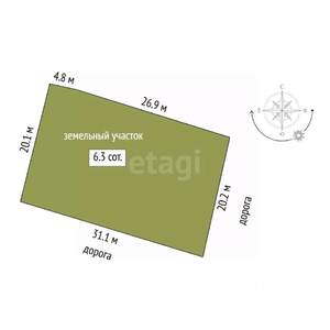 Дом 59м&sup2;, 2-этажный, участок 6 сот.  