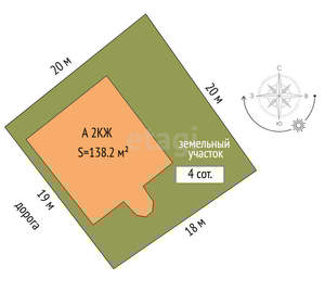 Дом 138м&sup2;, 2-этажный, участок 6 сот.  