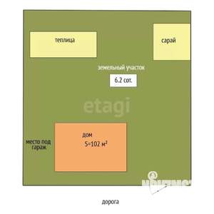 Дом 102м&sup2;, 2-этажный, участок 6 сот.  