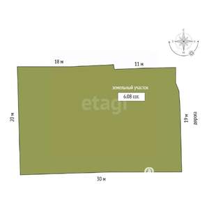 Дом 30м², 1-этажный, участок 6 сот.  