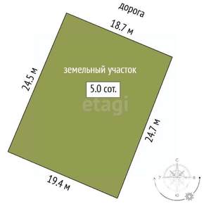 Дом 50м², 2-этажный, участок 5 сот.  