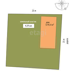 Дом 95м&sup2;, 2-этажный, участок 4 сот.  