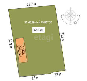 Дача 35м², 2-этажный, участок 8 сот.  