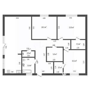 Дом 118м&sup2;, 1-этажный, участок 9 сот.  