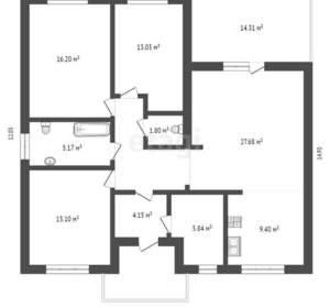 Дом 65м², 1-этажный, участок 8 сот.  