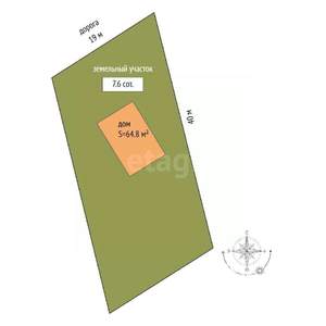 Дом 65м&sup2;, 1-этажный, участок 7 сот.  