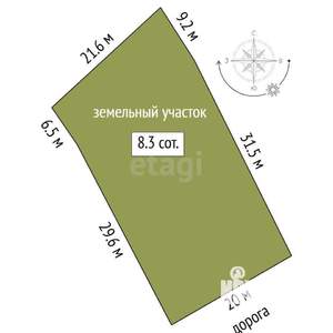 Дом 30м&sup2;, 1-этажный, участок 8 сот.  