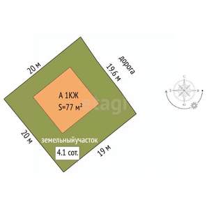 Дом 77м&sup2;, 1-этажный, участок 5 сот.  