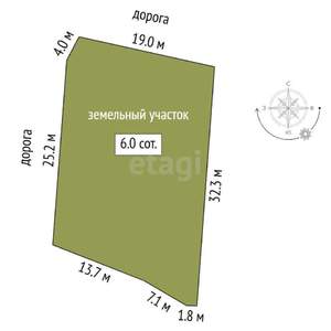 Дом 50м², 2-этажный, участок 6 сот.  