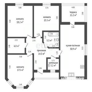 Дом 122м², 1-этажный, участок 9 сот.  