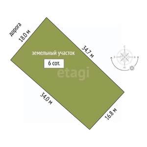 Дом 66м&sup2;, 1-этажный, участок 6 сот.  