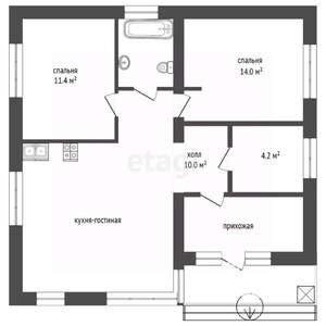 Дом 89м², 1-этажный, участок 6 сот.  