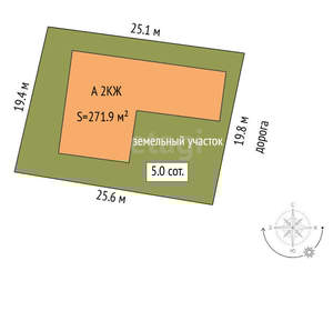 Дом 272м², 2-этажный, участок 5 сот.  