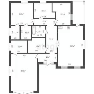 Дом 156м², 1-этажный, участок 8 сот.  