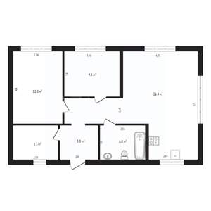 Коттедж 70м&sup2;, 1-этажный, участок 10 сот.  