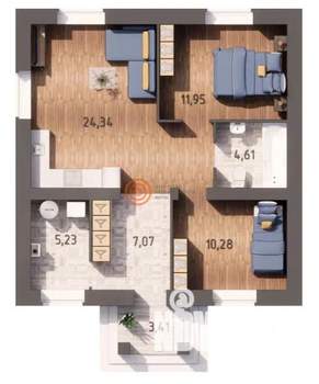 Дом 66м&sup2;, 1-этажный, участок 1 сот.  