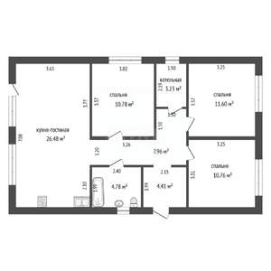 Дом 90м&sup2;, 1-этажный, участок 4 сот.  