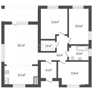 Дом 96м², 1-этажный, участок 7 сот.  