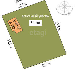 Дом 40м&sup2;, 2-этажный, участок 5 сот.  