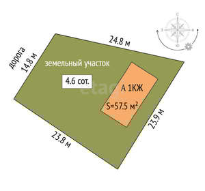 Дом 58м&sup2;, 1-этажный, участок 5 сот.  