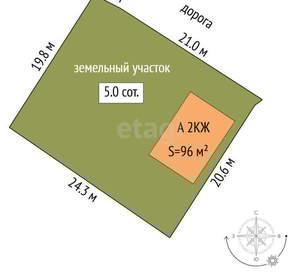 Дом 96м², 2-этажный, участок 5 сот.  
