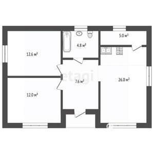 Дом 72м&sup2;, 1-этажный, участок 5 сот.  