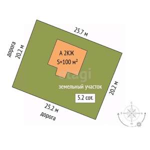 Дом 100м&sup2;, 2-этажный, участок 5 сот.  