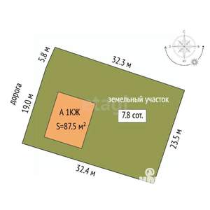 Дом 88м², 1-этажный, участок 8 сот.  