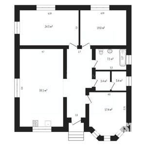 Коттедж 143м², 1-этажный, участок 8 сот.  