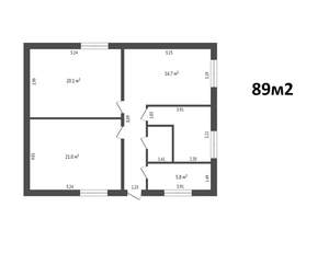Дом 89м&sup2;, 1-этажный, участок 0 сот.  